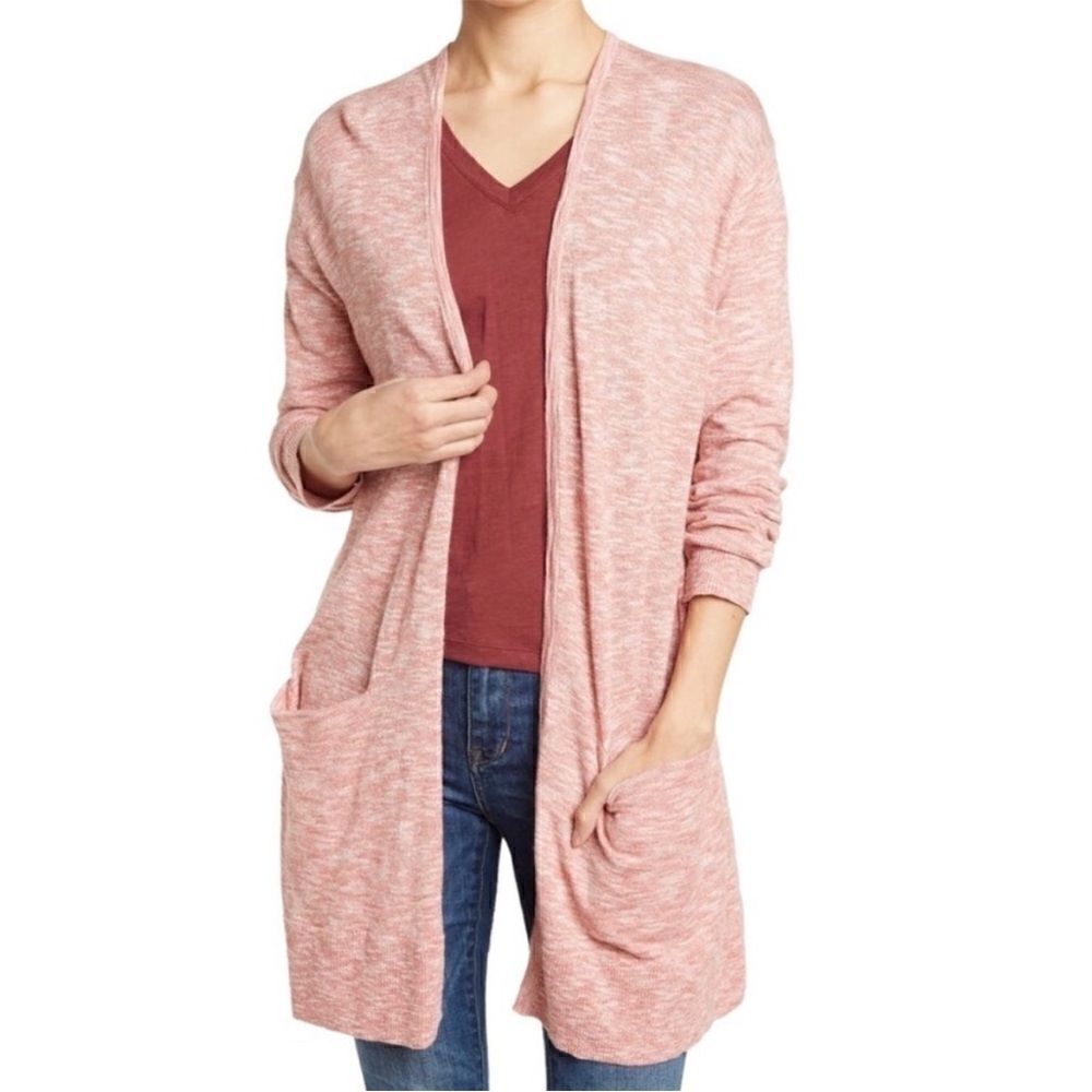 Madewell Long Sleeve Summer Ryder Waterfall Open Cardigan Sweater Marled Rose M